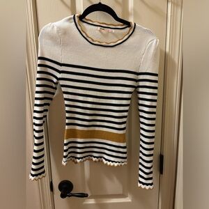 Cap sleeve striped blouse